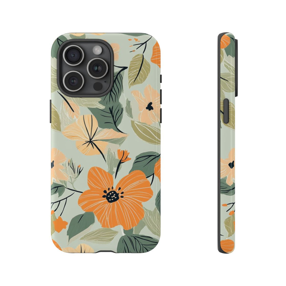 Oranje en Perzik Bloemenpatroon