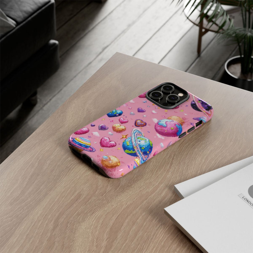 Pixel Art Harten en Planeten Patroon