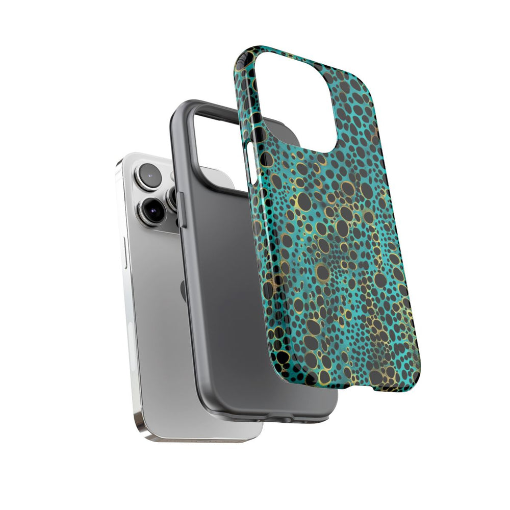 Turquoise en Zwart Abstract Stippenpatroon