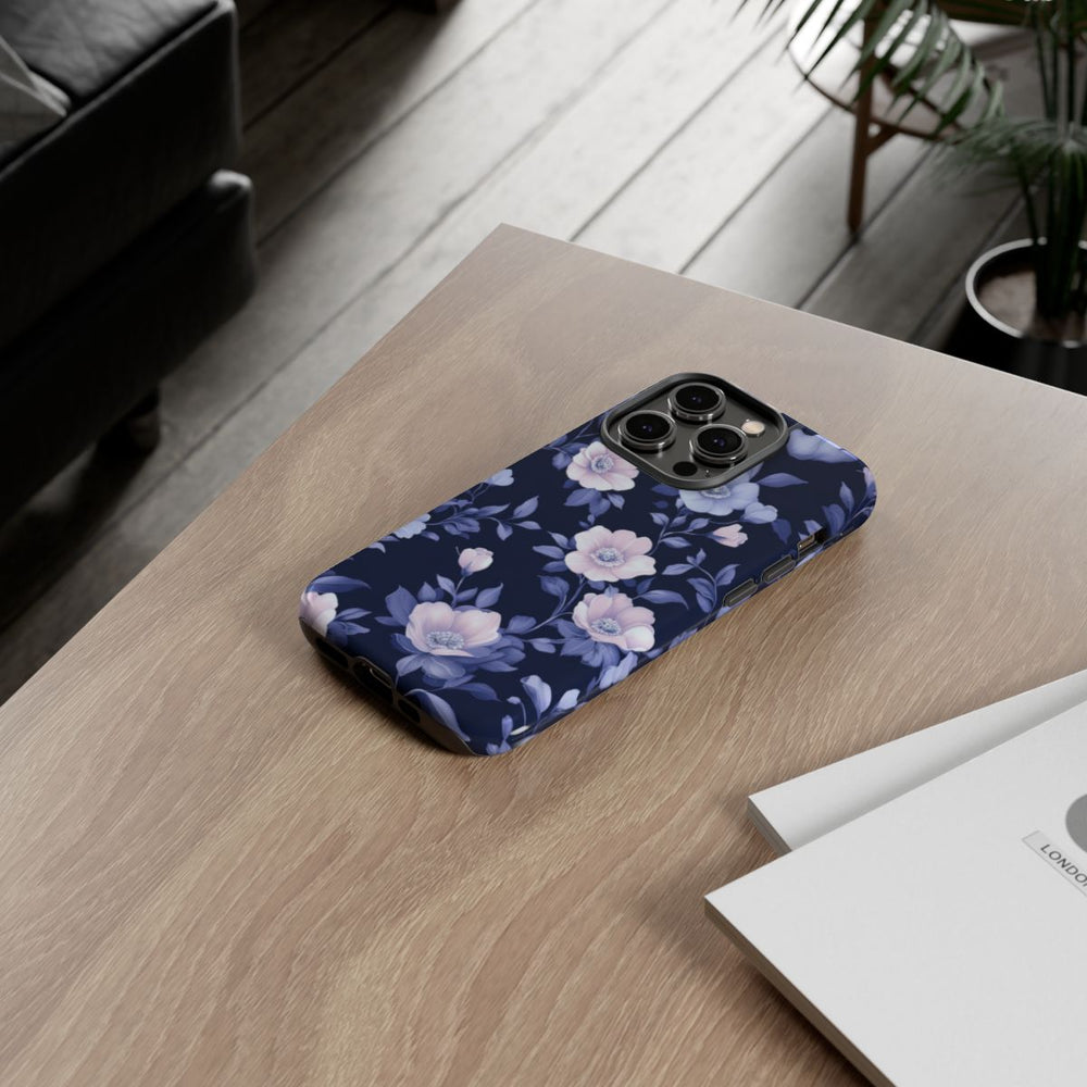 Elegant Blauw-Roze Bloemenpatroon