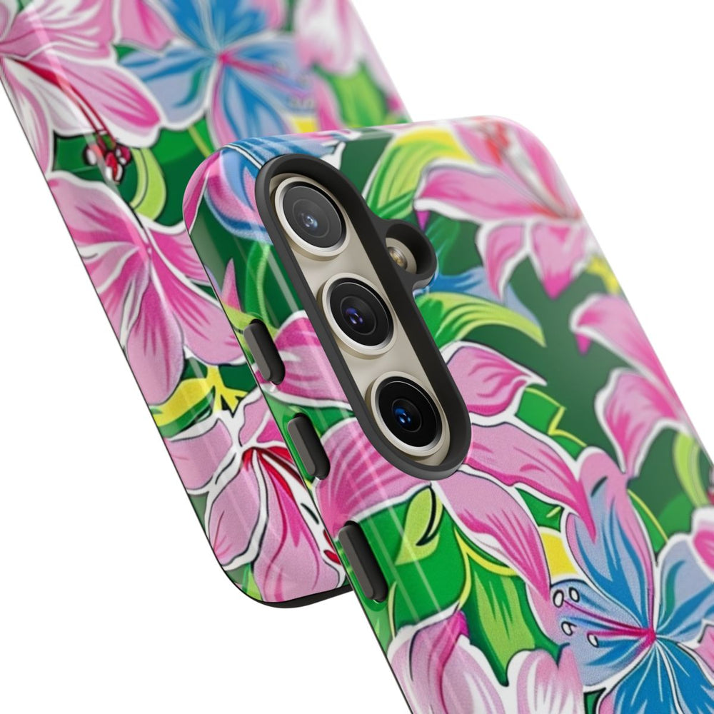 Roze en Blauwe Bloemenprint