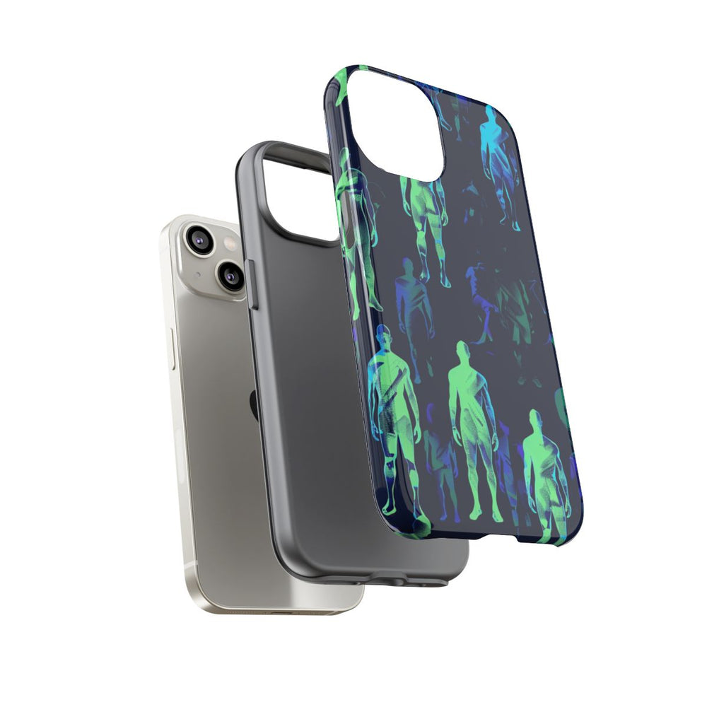 Blauw-Groene Neon Figurenpatroon