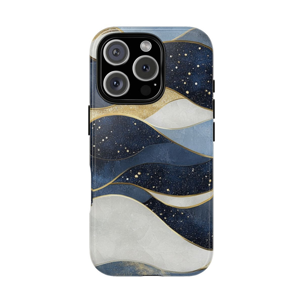 Abstract Blauw-Goud Golvenpatroon