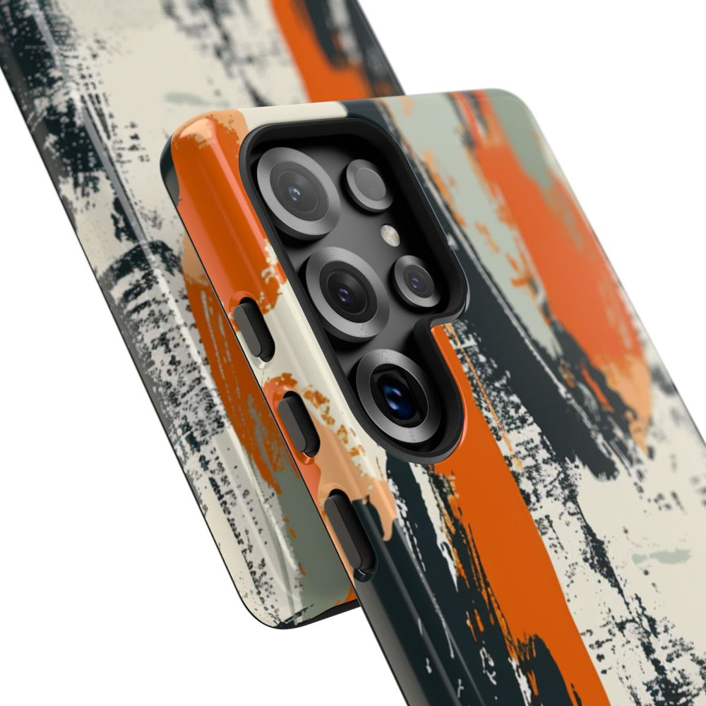 Abstract Oranje-Zwart Penseelstrepenpatroon