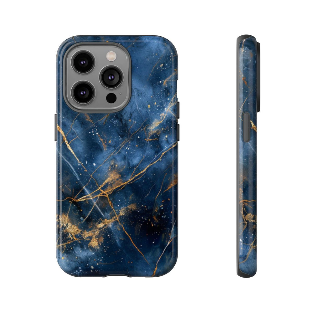 Blauw Marmerpatroon met Gouden Adering