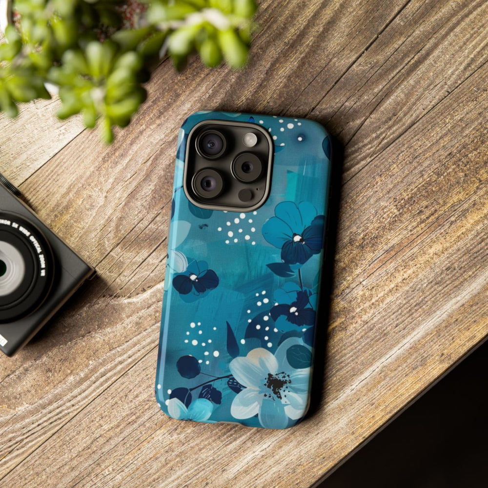 Turquoise Bloemenpatroon met Stippen