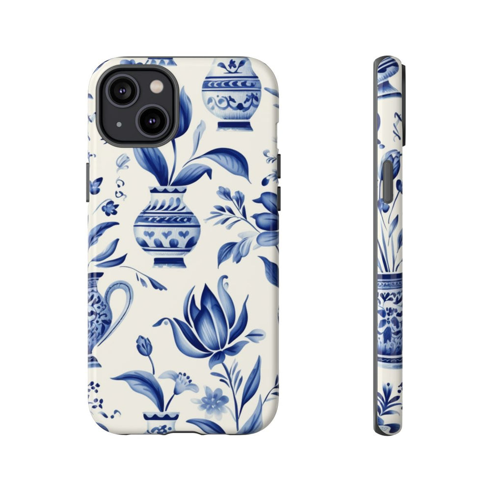 Blauw Bloemmotief met Delfts Vaaspatroon