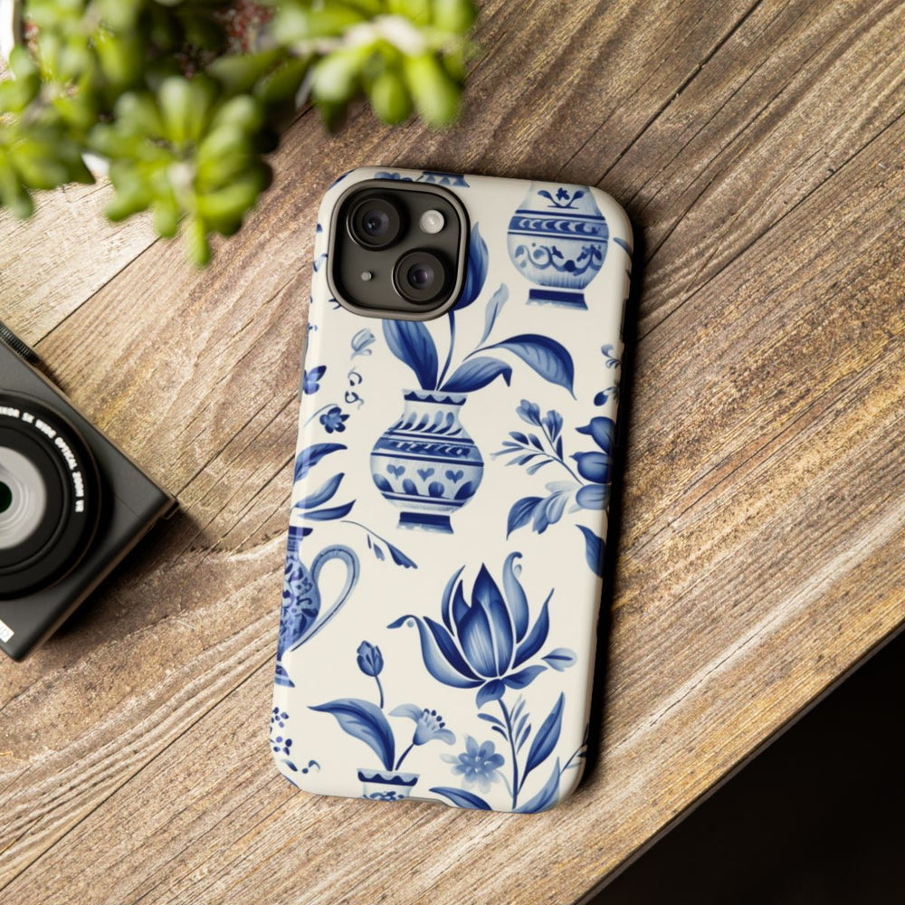Blauw Bloemmotief met Delfts Vaaspatroon