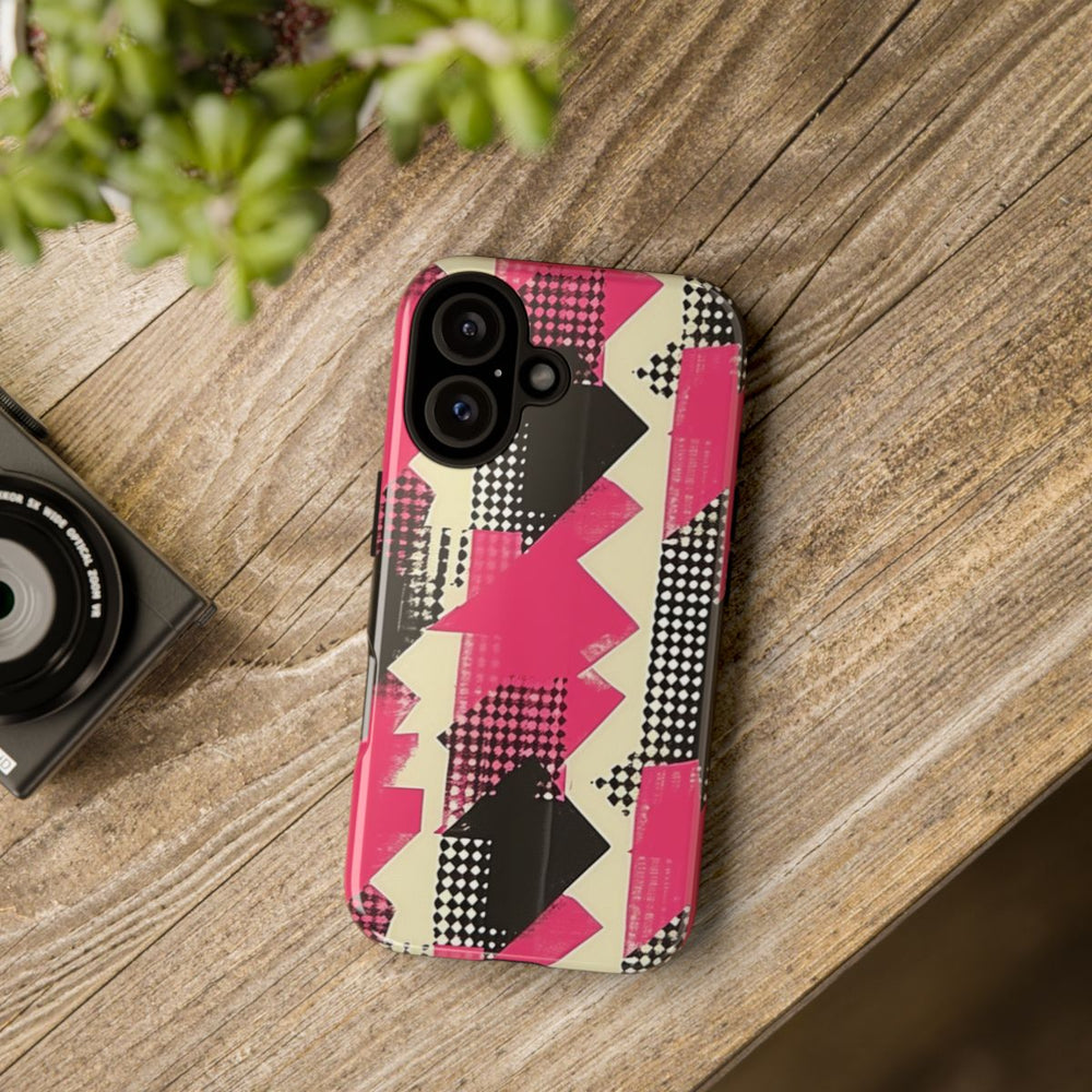 Roze en Zwart Abstract Geometrisch Patroon