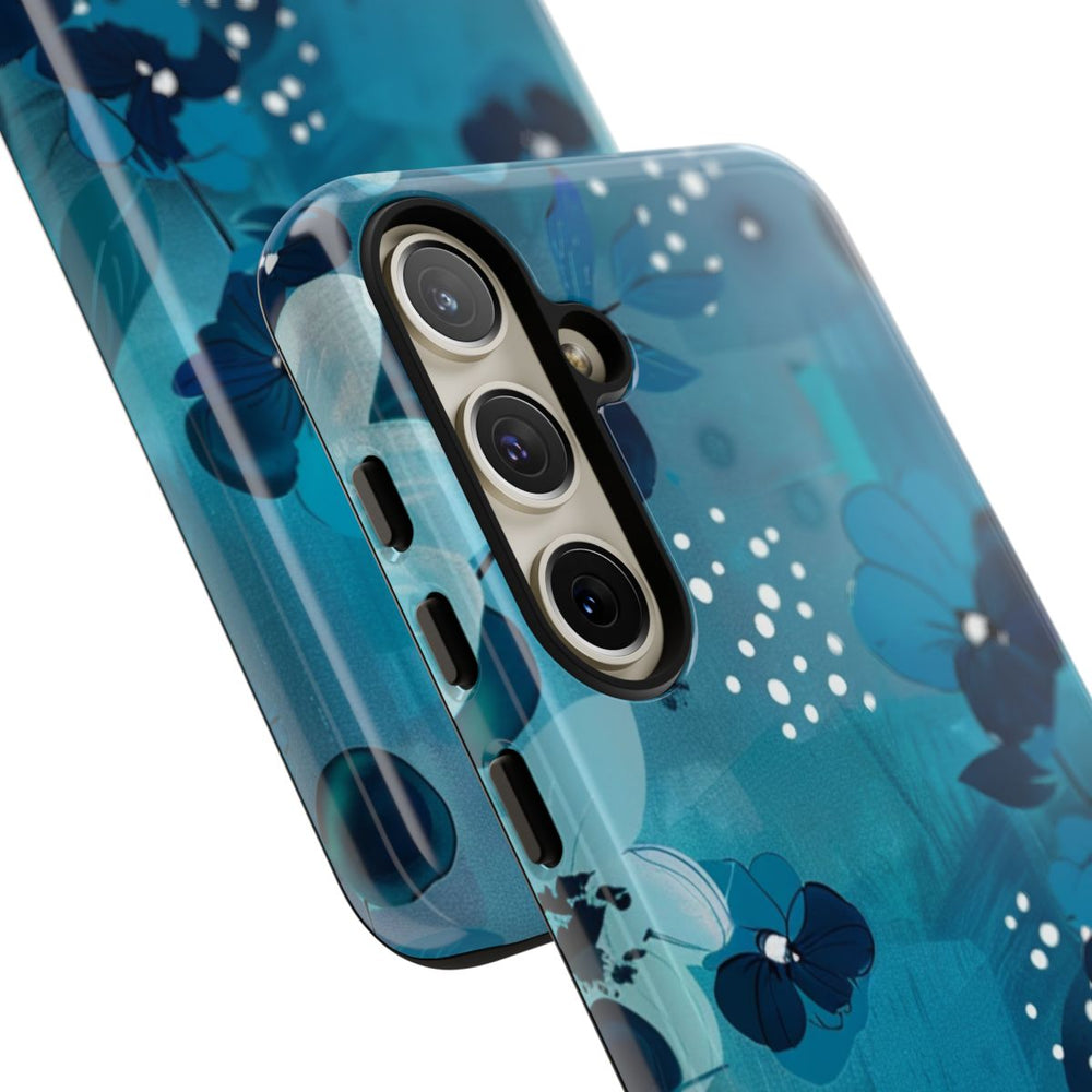 Turquoise Bloemenpatroon met Stippen