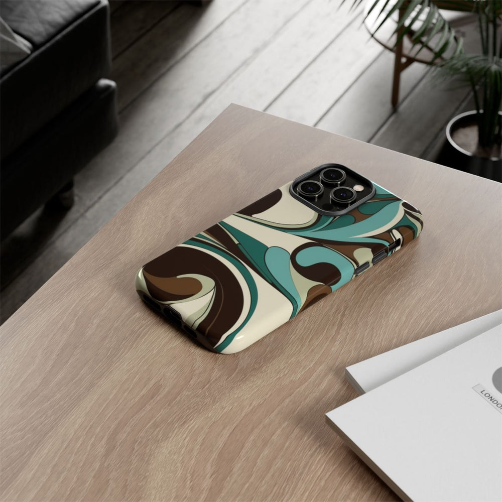 Abstracte Swirl in Teal en Bruin