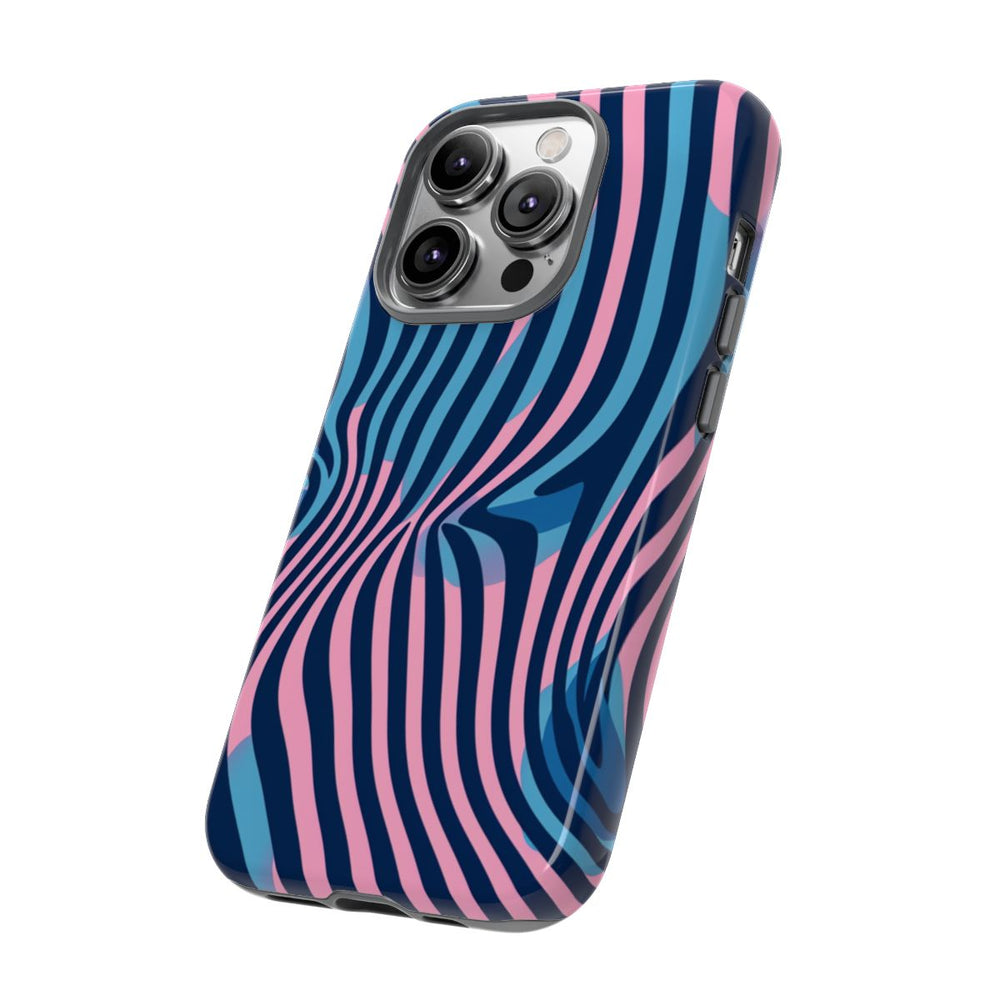 Golvend Blauw-Roze Optische Illusiepatroon