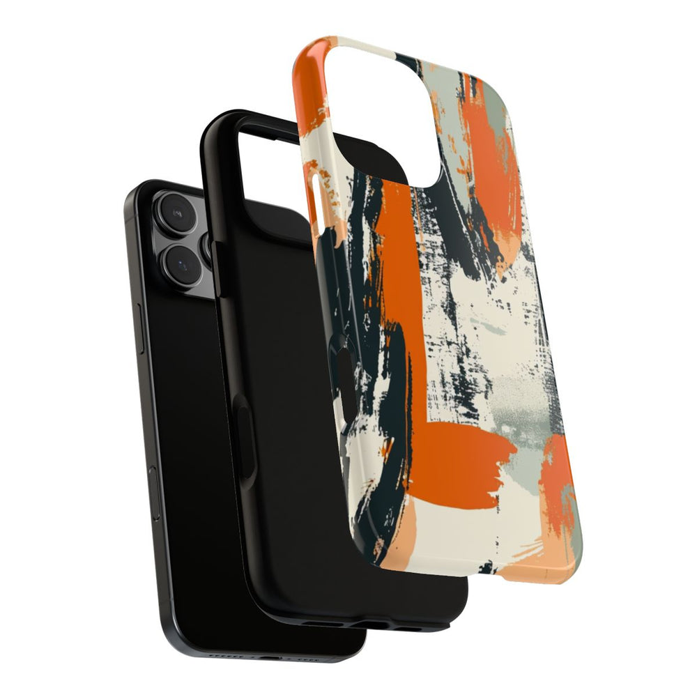 Abstract Oranje-Zwart Penseelstrepenpatroon