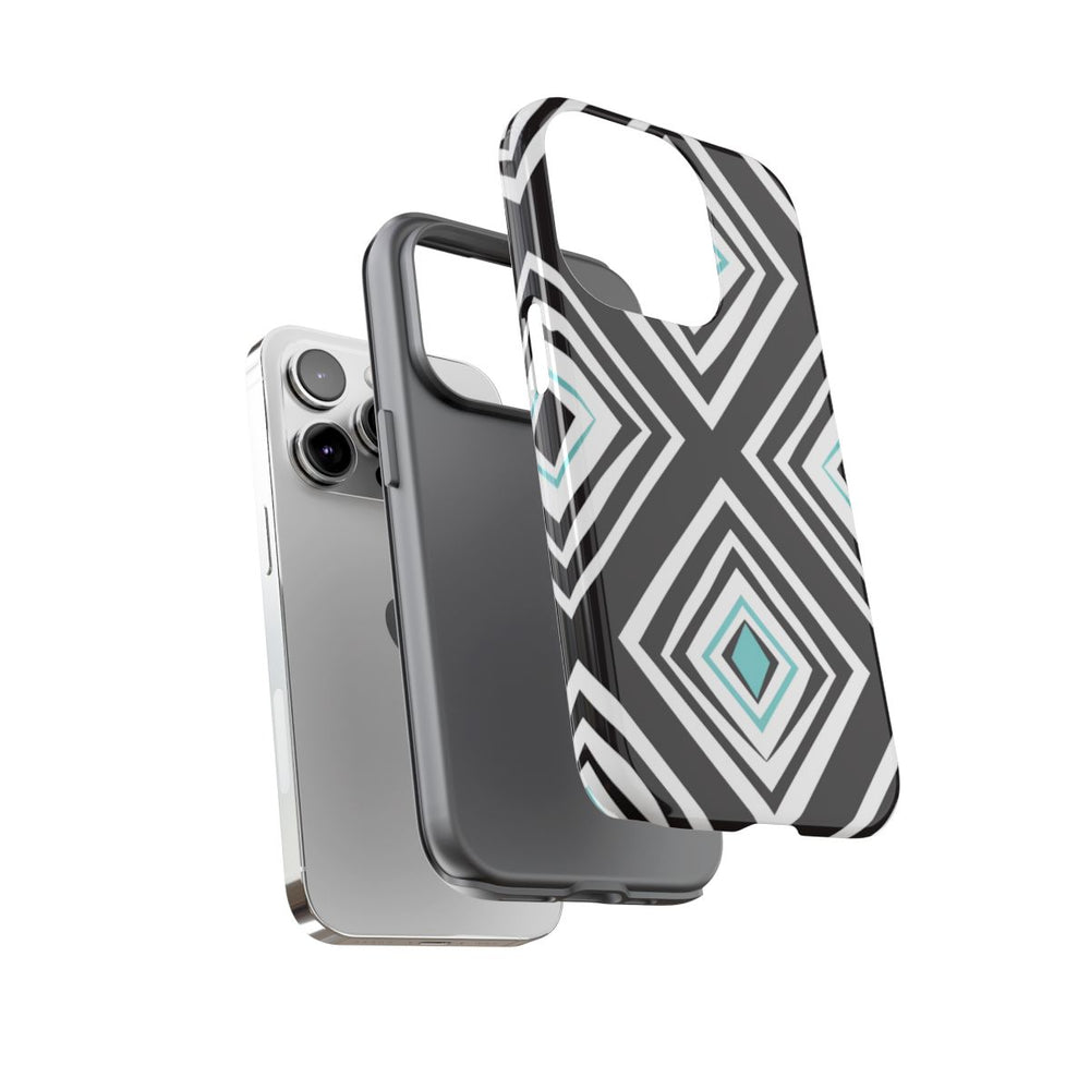 Geometrisch Zwart-Turquoise Diamantpatroon