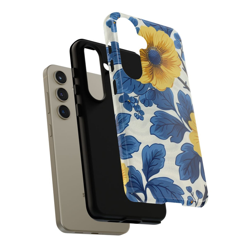 Blauw-Geel Bloemenpatroon