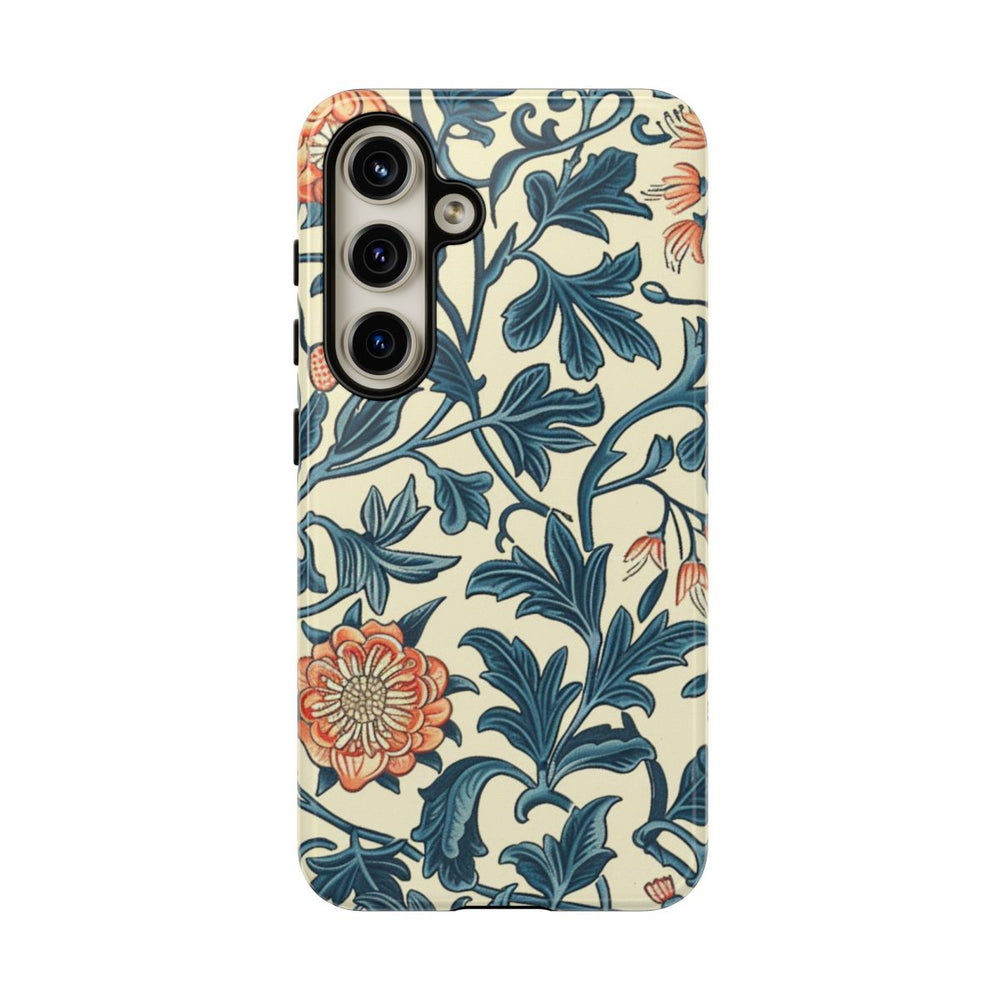 Blauw-Oranje Bloemenpatroon