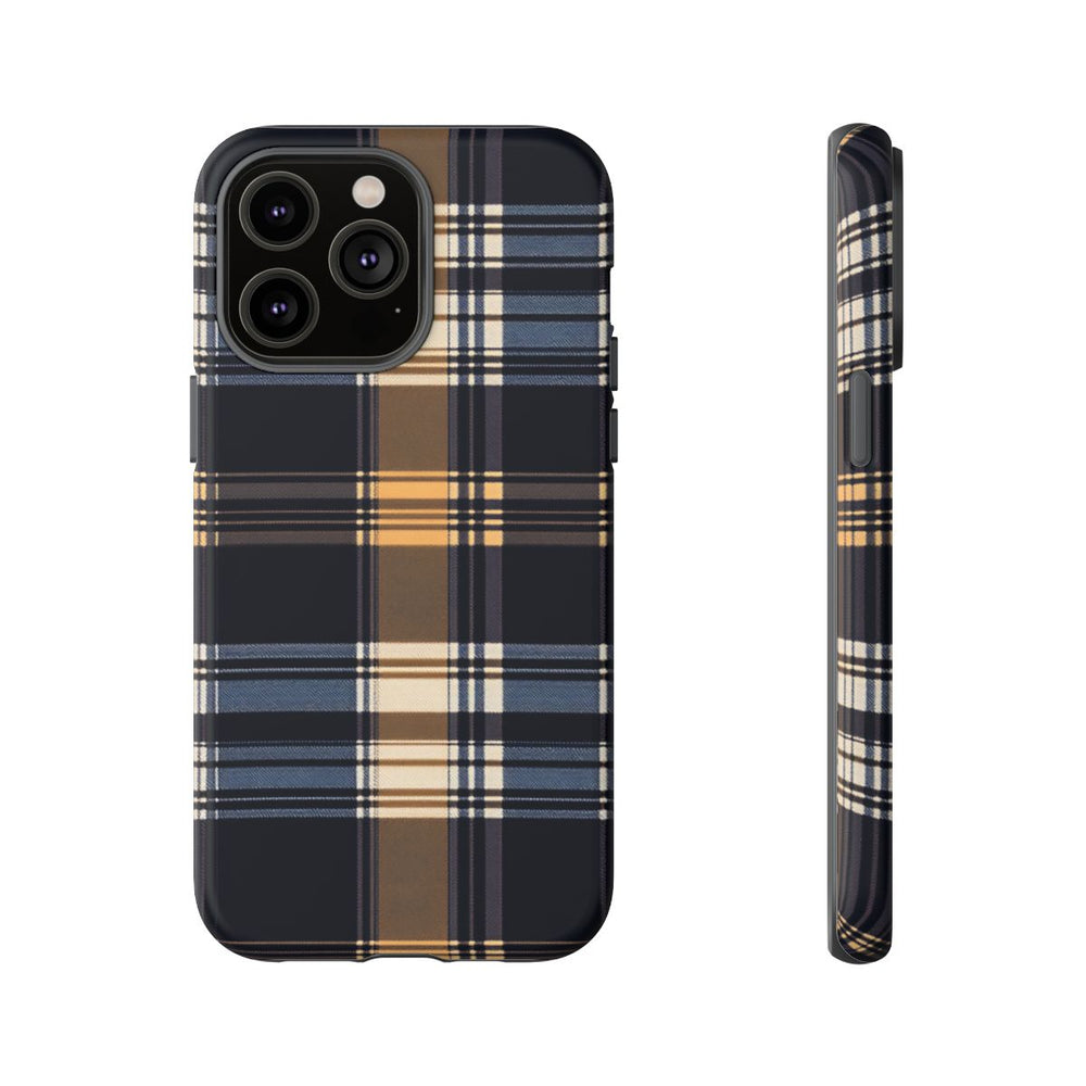 Caramel en Donkerblauw Geruit Patroon