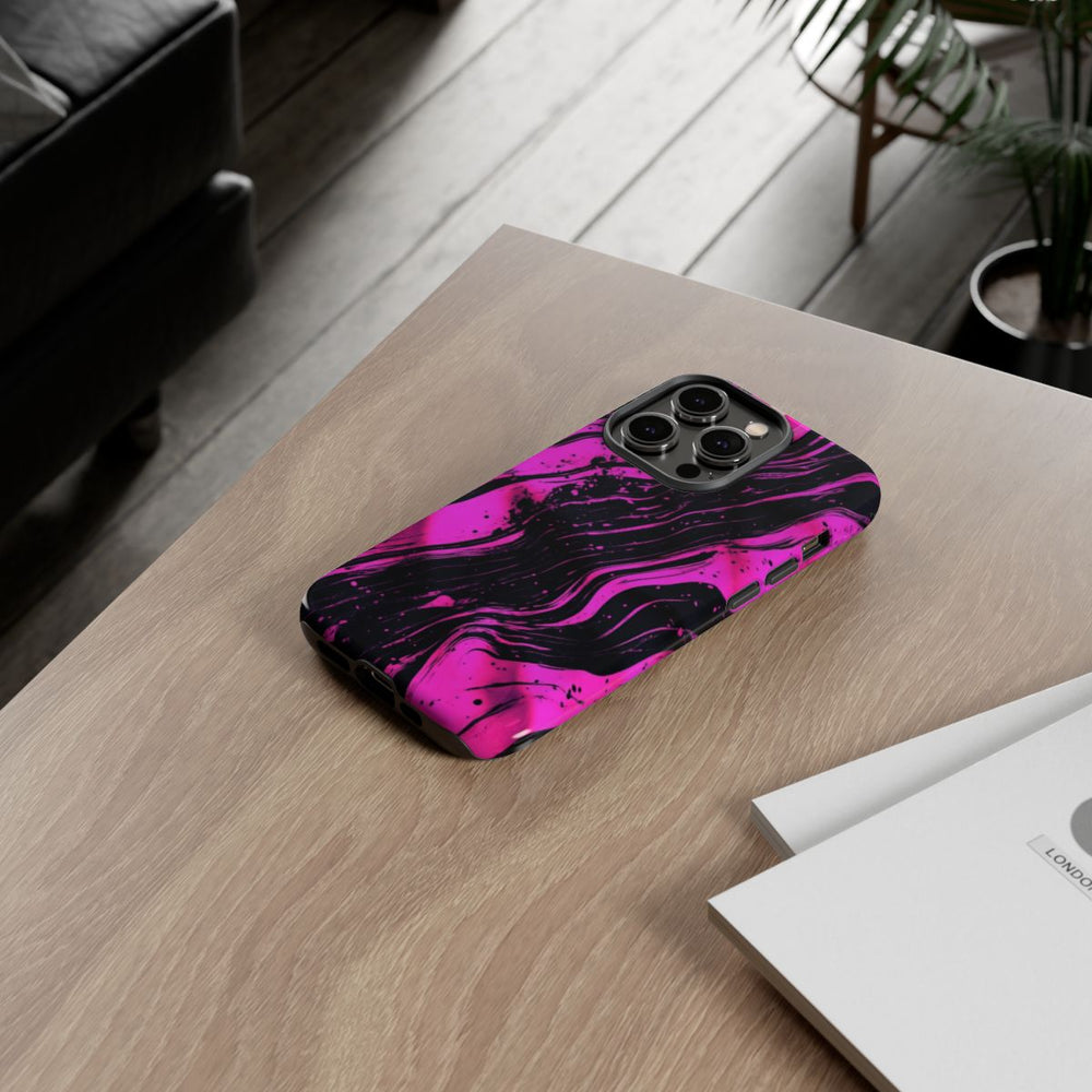 Neonroze en Zwart Abstract Patroon