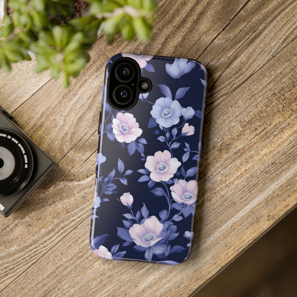 Elegant Blauw-Roze Bloemenpatroon