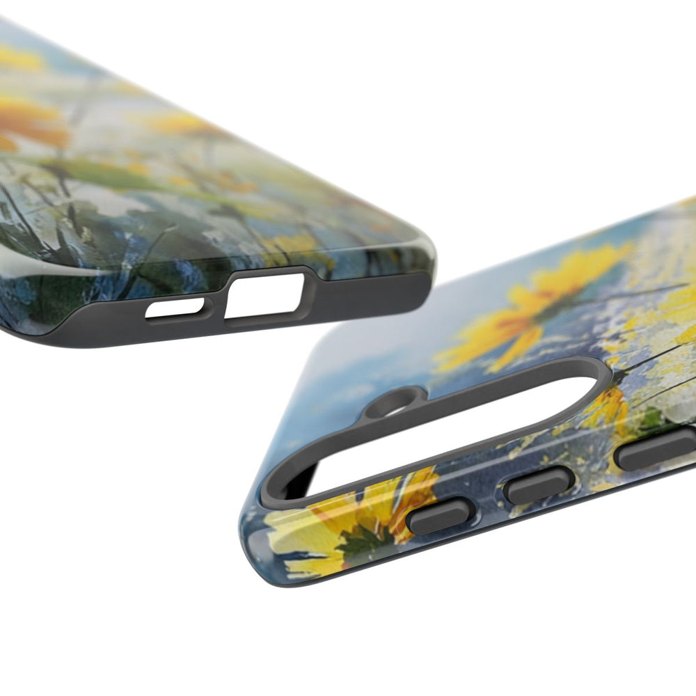 Gele Zonnebloemen in Pastelkleurig Landschap