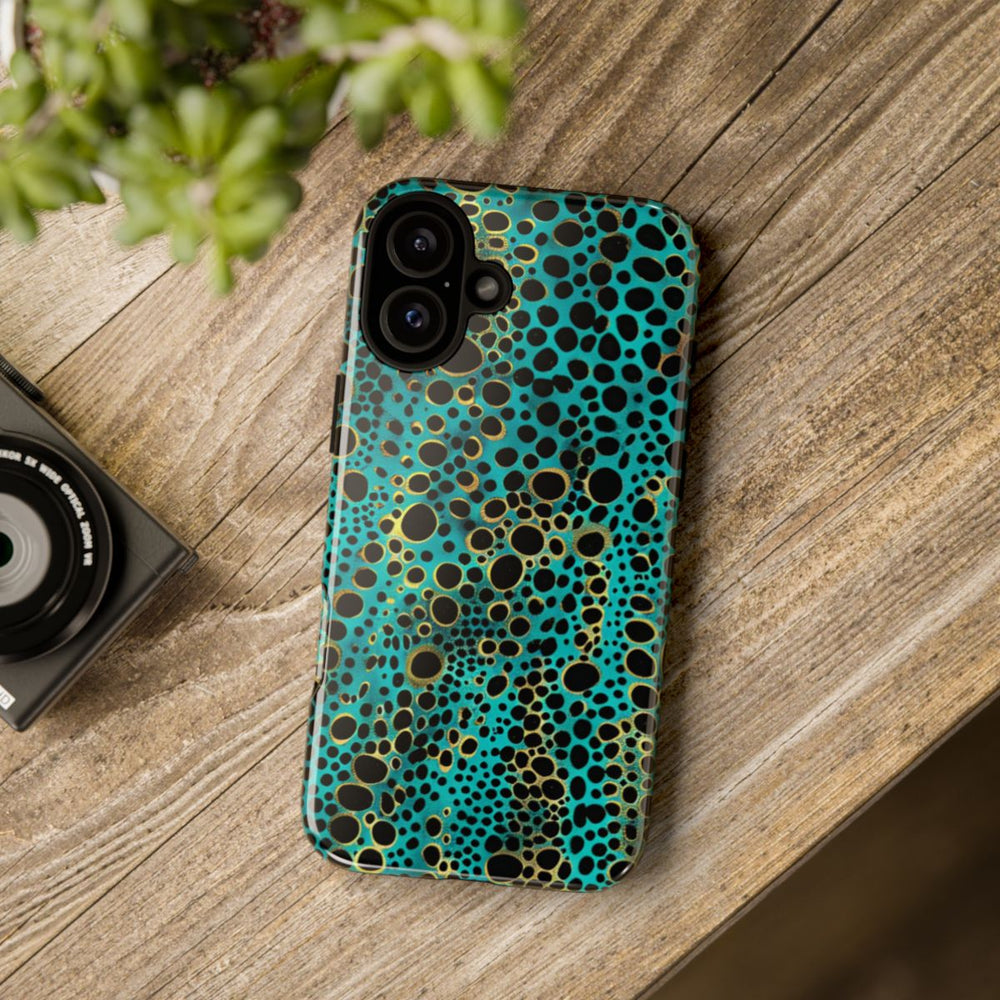 Turquoise en Zwart Abstract Stippenpatroon