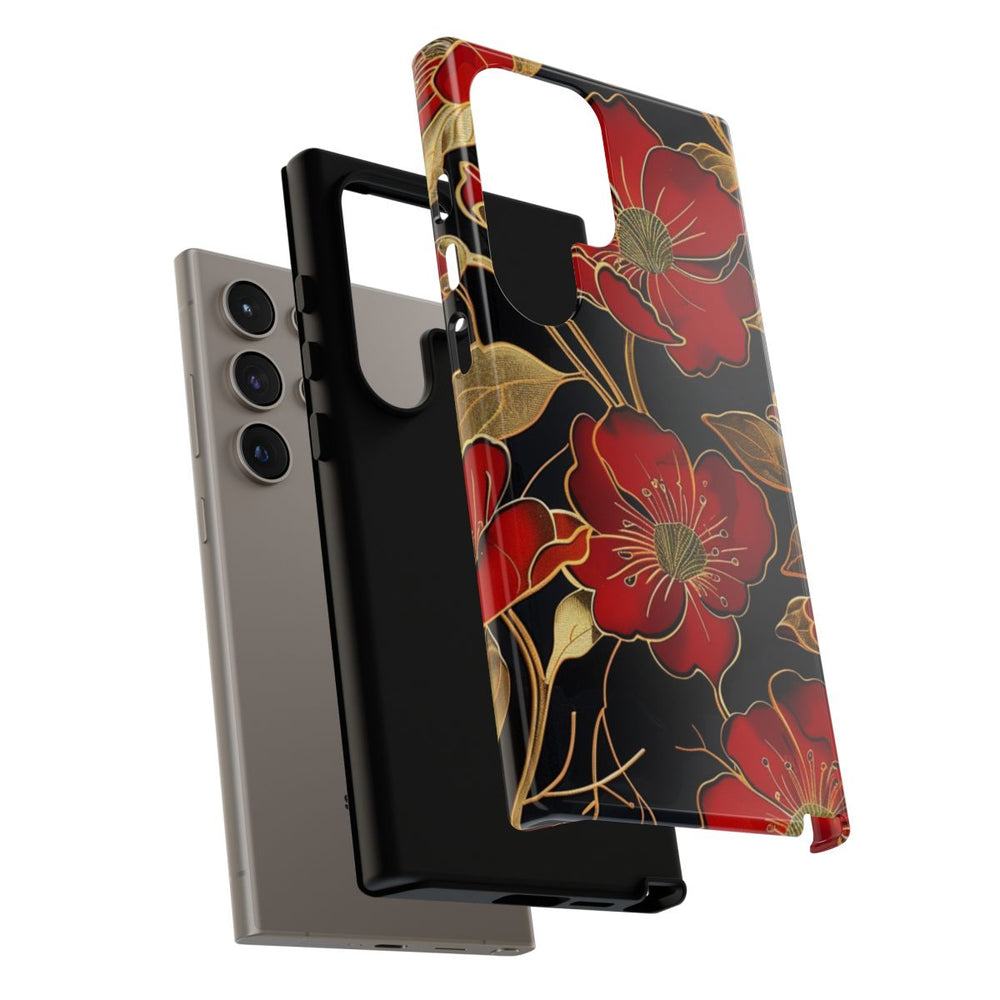 Rood-Gouden Bloemenpatroon