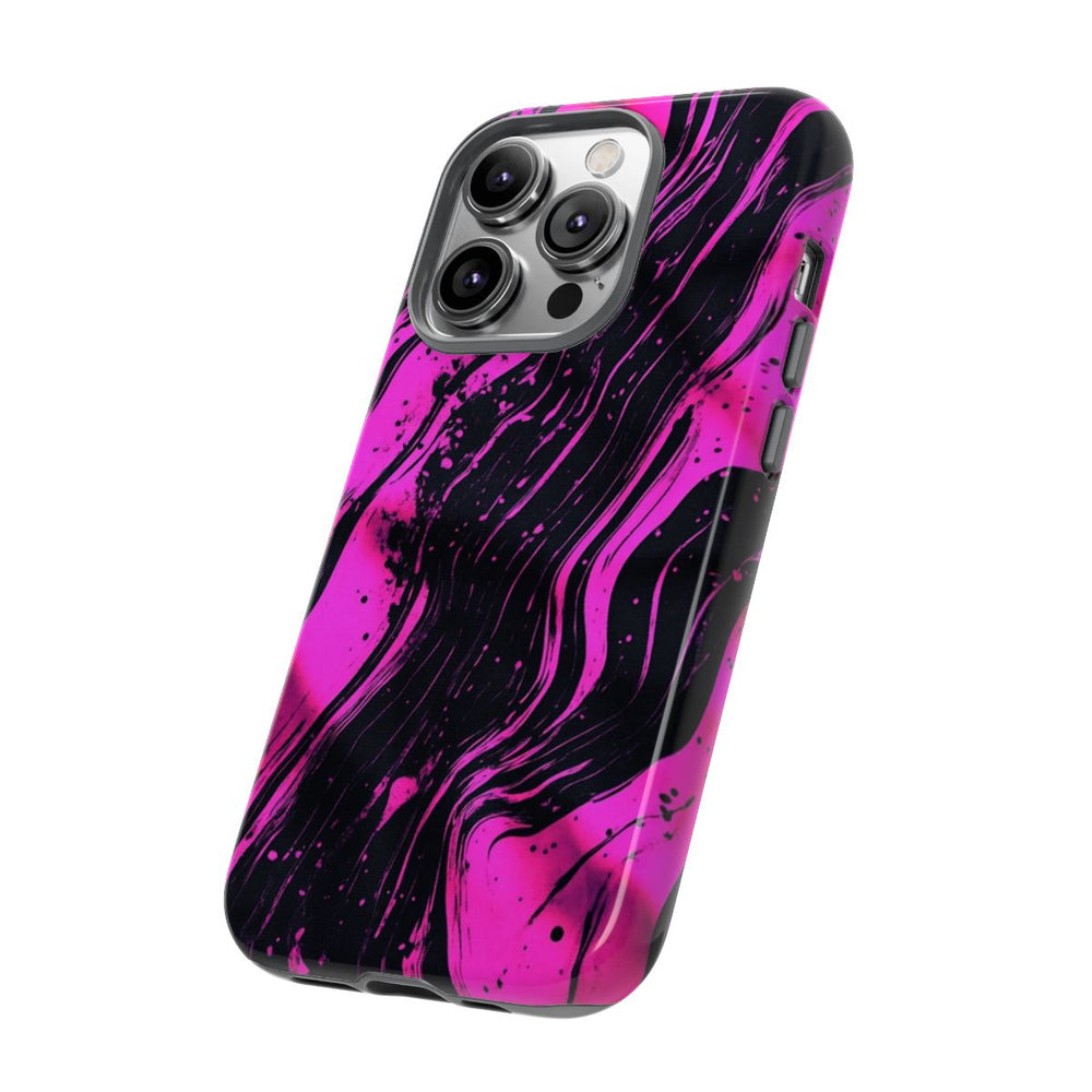 Neonroze en Zwart Abstract Patroon