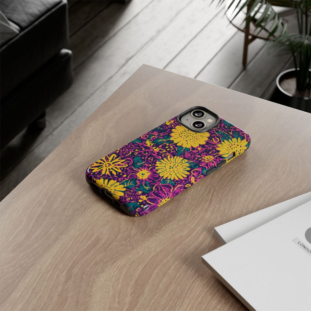 Gele en Paarse Bloemenprint