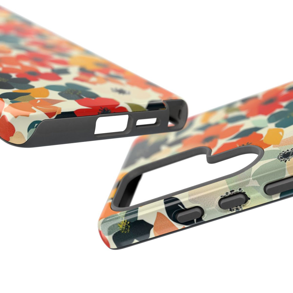 Vrolijk Bloemenpatroon met Geometrische Bladeren