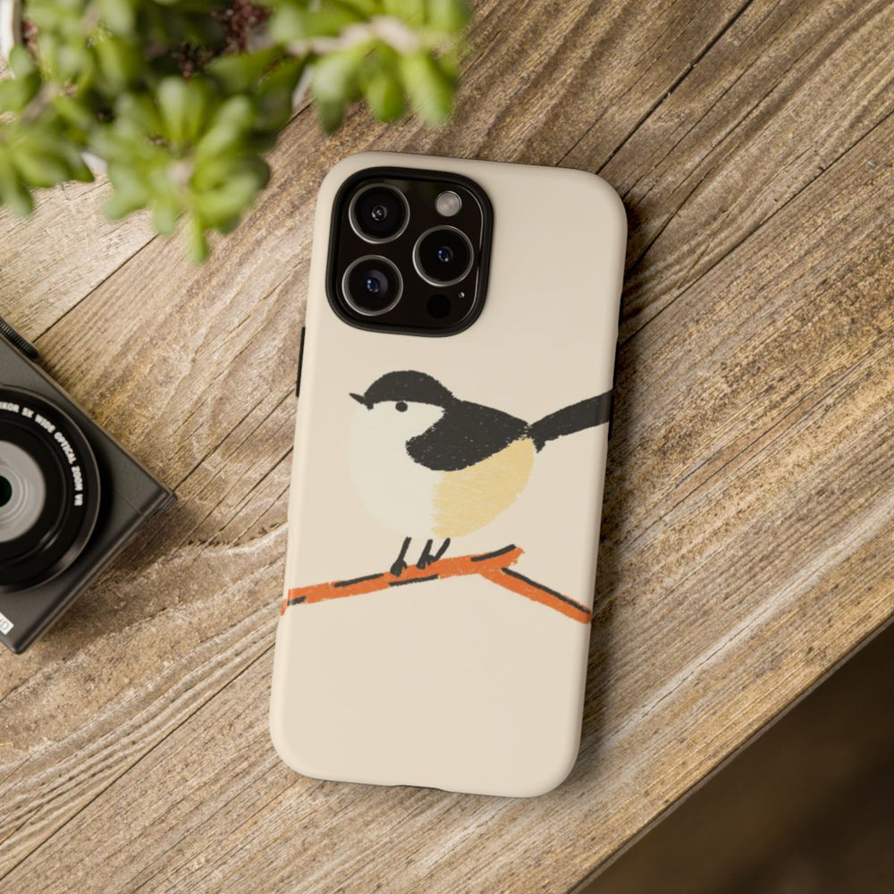 Minimalistische Vogelillustratie op Tak