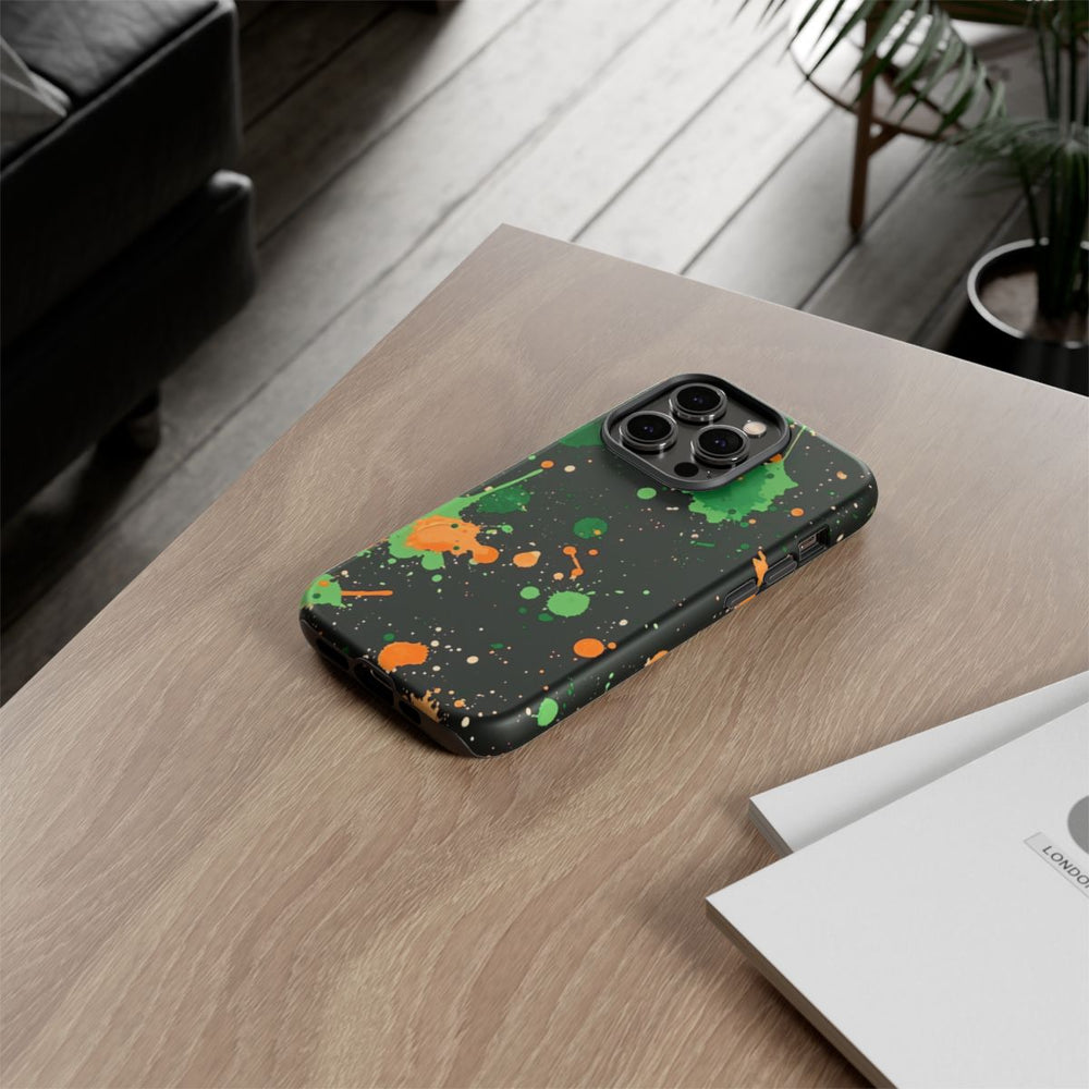 Groene en Oranje Verfspattenpatroon