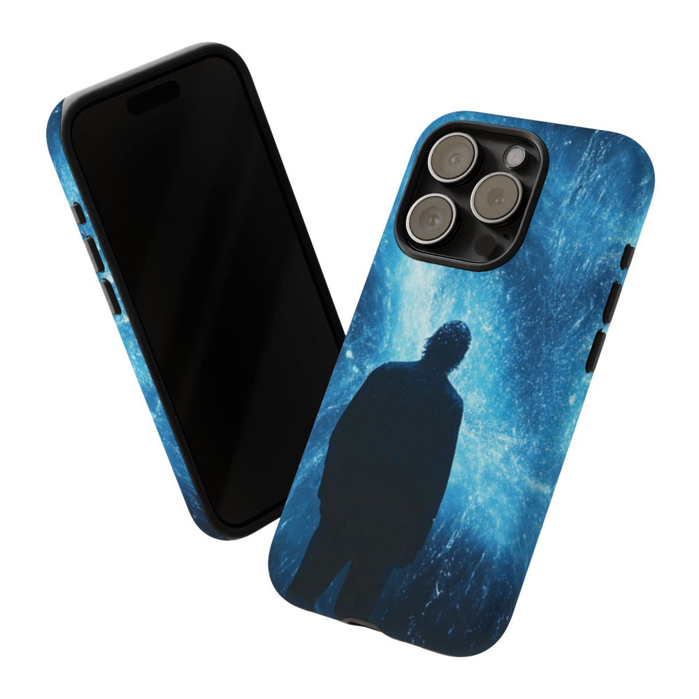 Silhouet met Blauwe Lichtflits