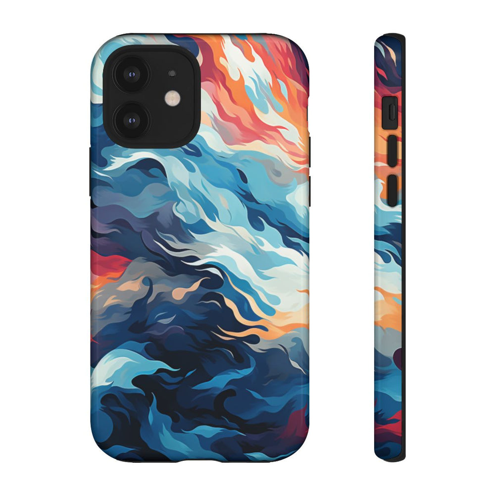 Abstracte Oceaangolven met Vurige Kleuren