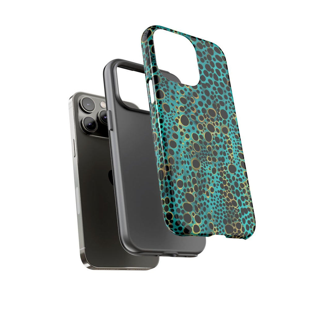 Turquoise en Zwart Abstract Stippenpatroon