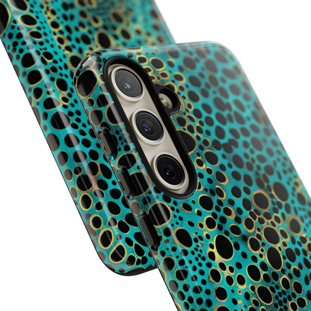 Turquoise en Zwart Abstract Stippenpatroon
