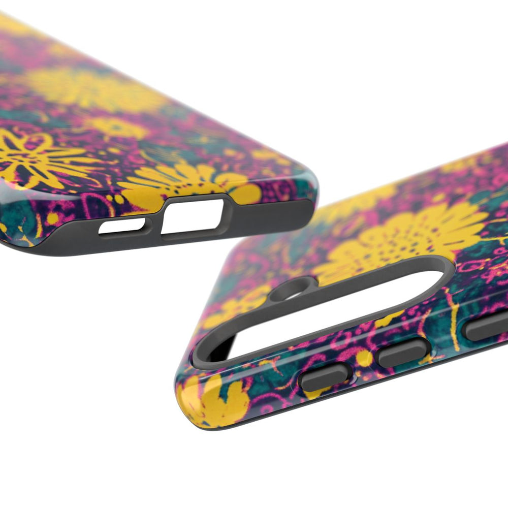 Gele en Paarse Bloemenprint