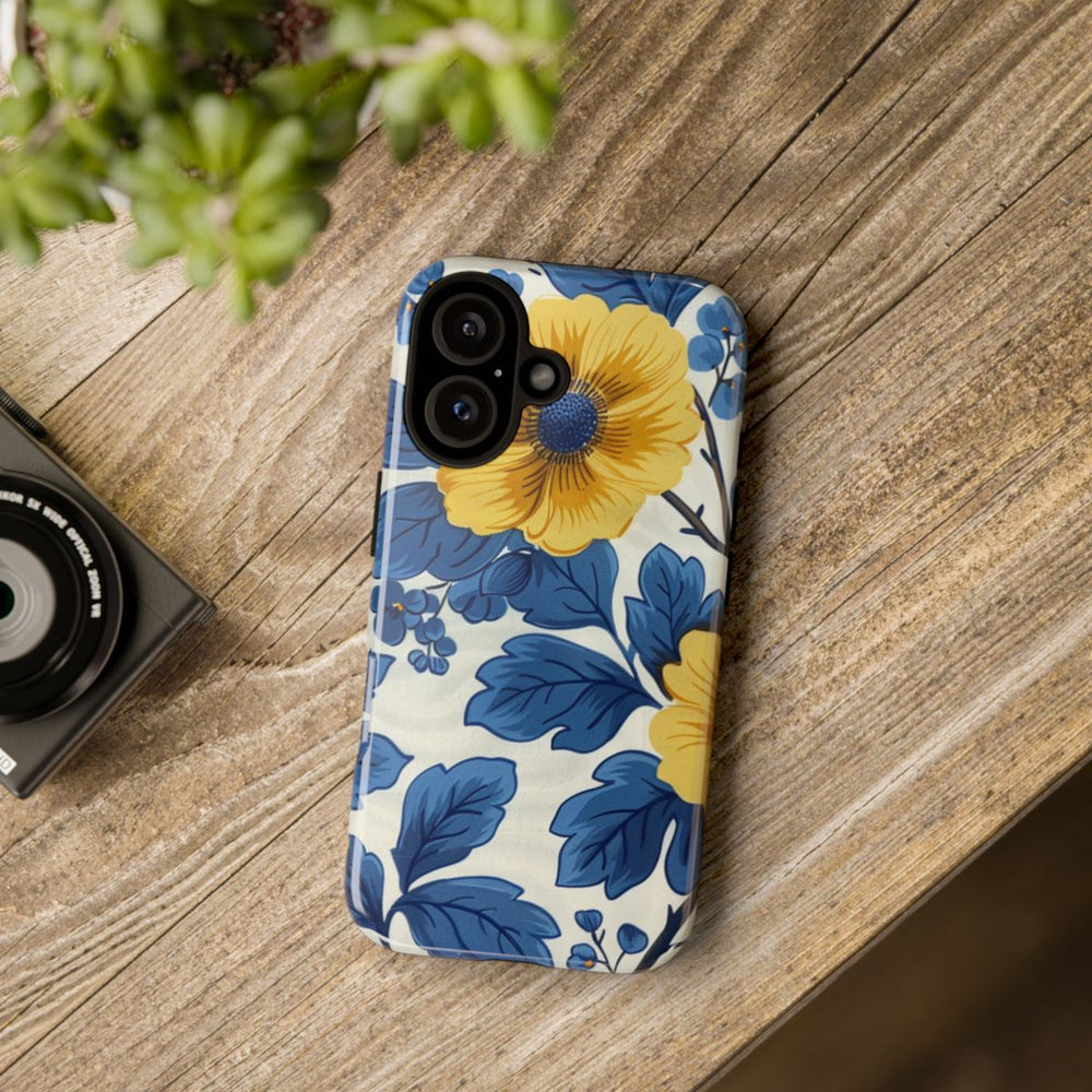 Blauw-Geel Bloemenpatroon