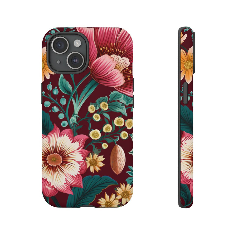 Botanisch Bloemenpatroon in Amber en Teal