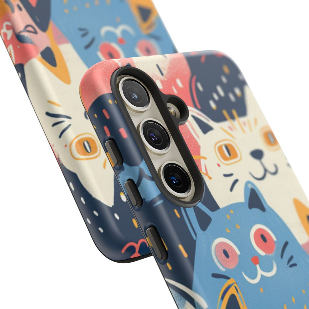 Vrolijk Kattenpatroon in Kleurrijke Illustratie