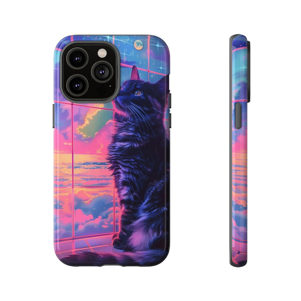 Lofi Vaporwave Kat met Neonlucht