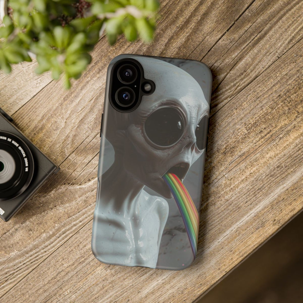 Grijze Alien met Regenboogstraal