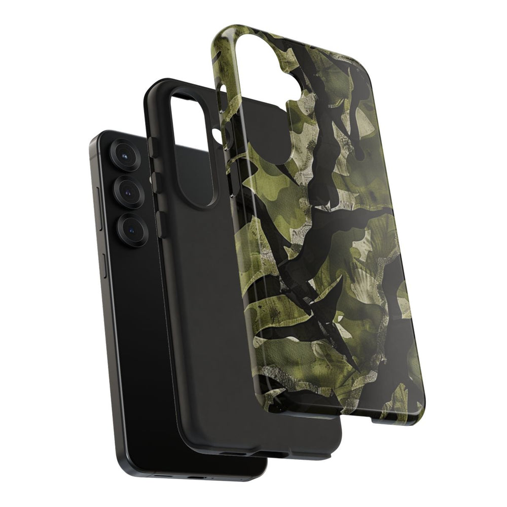 Groen Camouflagepatroon met Zwarte Abstracte Vormen