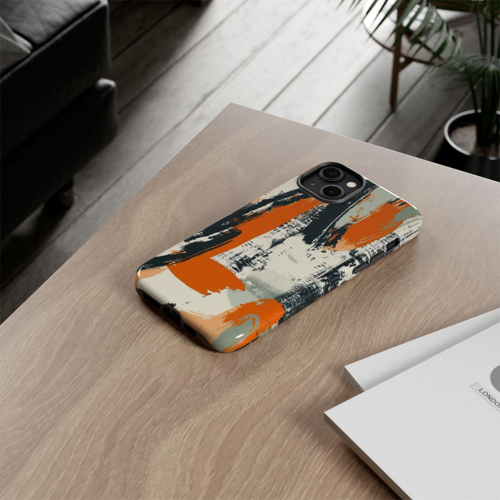 Abstract Oranje-Zwart Penseelstrepenpatroon