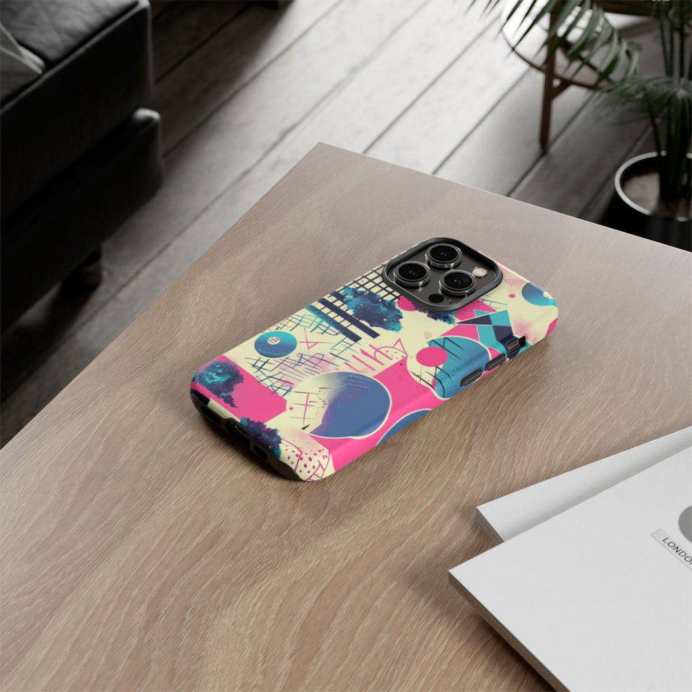 Abstract Geometrisch Patroon in Roze en Blauw