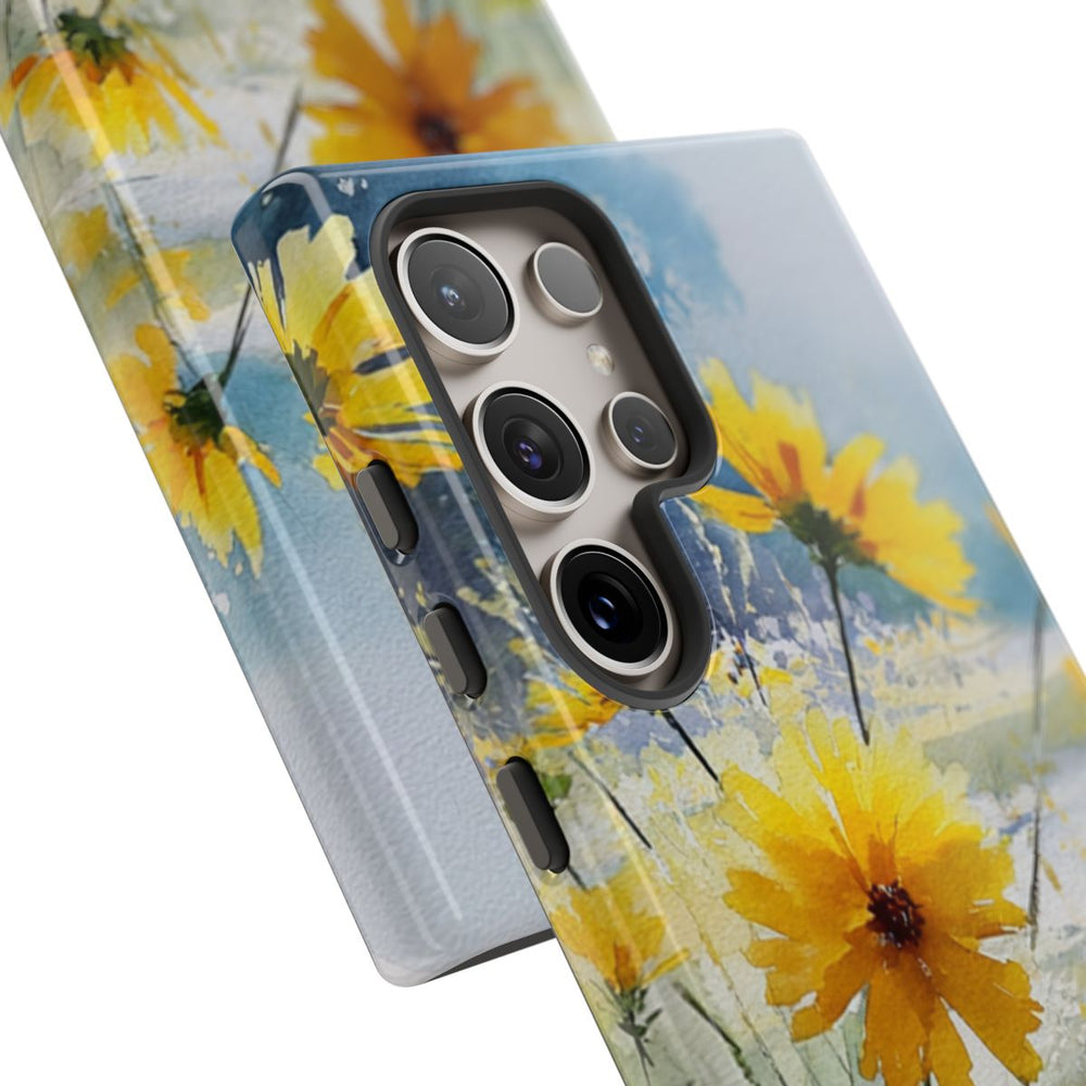 Gele Zonnebloemen in Pastelkleurig Landschap