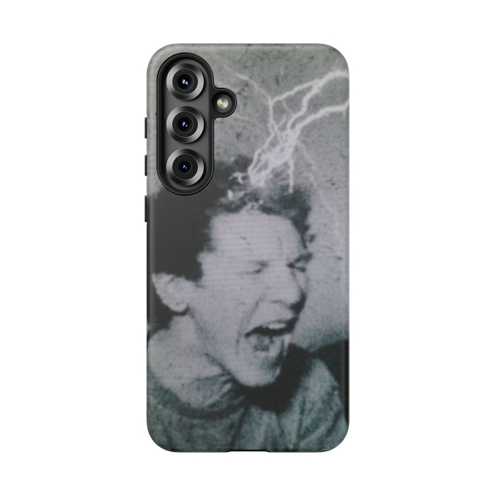 Zwart-Wit Portret met Bliksemeffect en Vintage Look