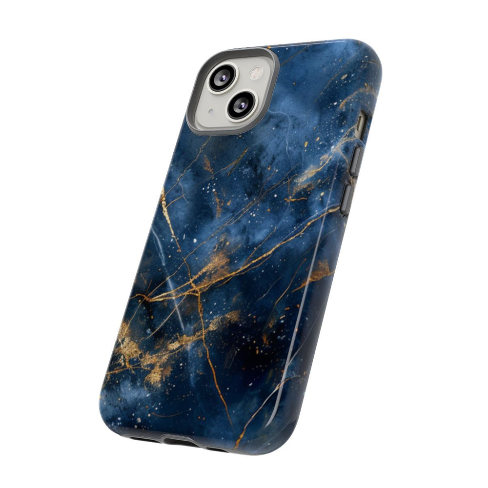 Blauw Marmerpatroon met Gouden Adering