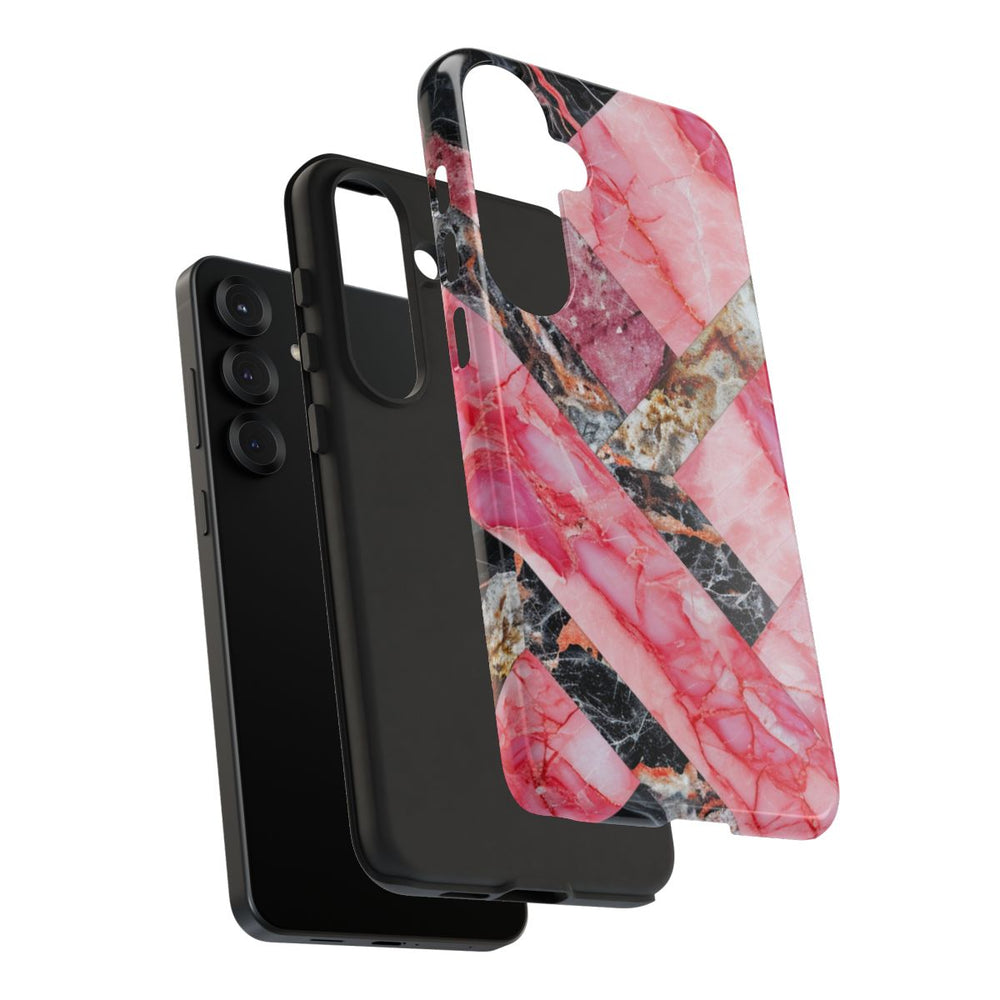Roze en Zwart Geometrisch Marmerpatroon