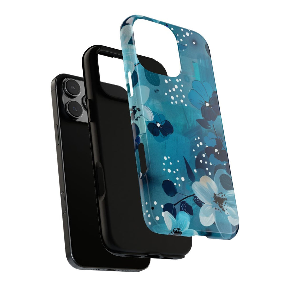 Turquoise Bloemenpatroon met Stippen