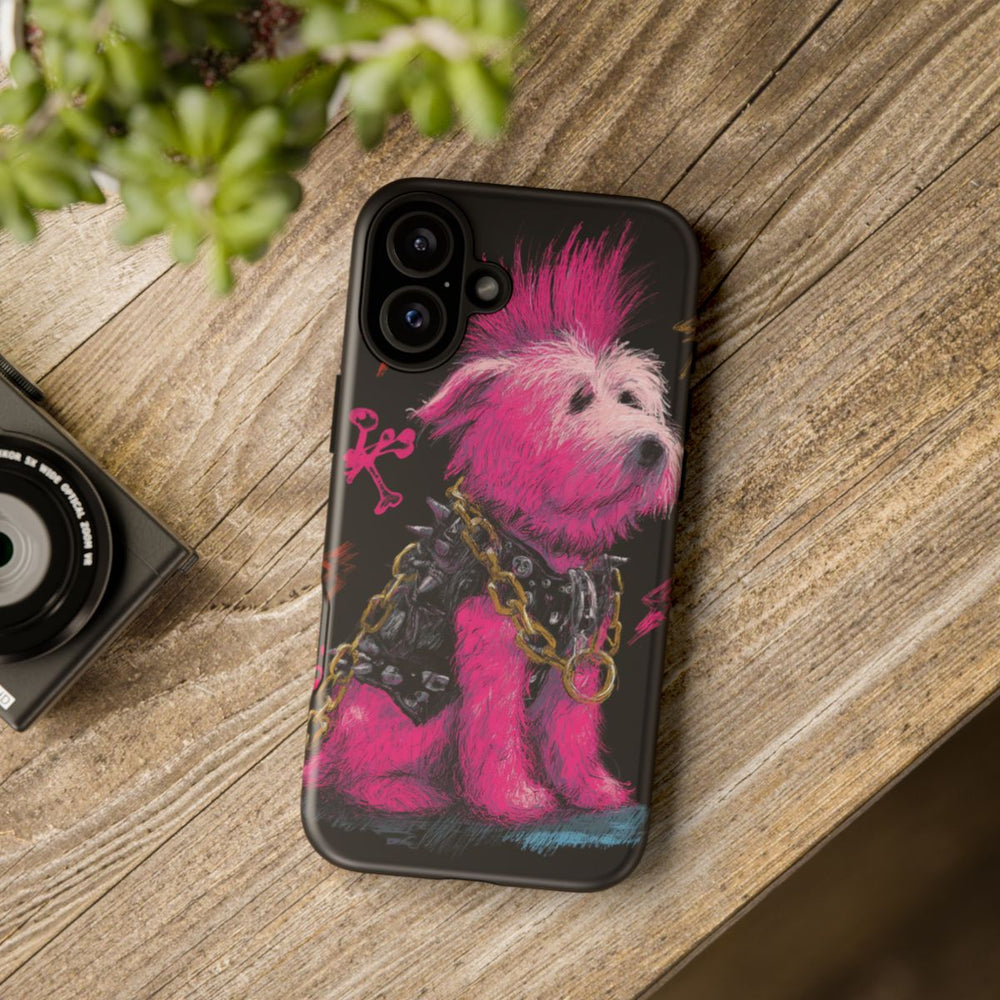 Punk Hond met Roze Hanenkam Illustratie